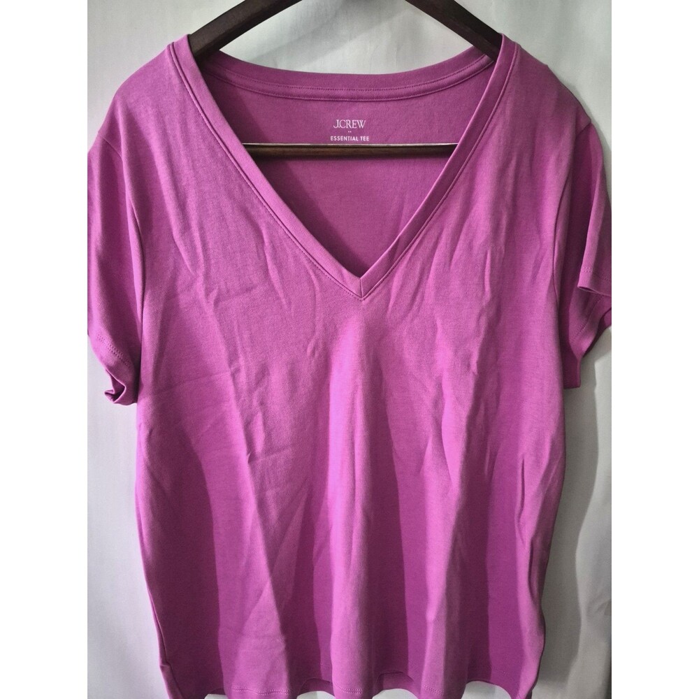 NWT J. Crew Essential V-neck Tee T-shirt Cotton FUCHSIA Pink Women XL